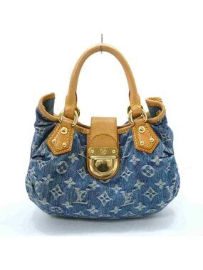 Louis Vuitton Denim Pleaty Monogram Vintage Pouch Pochette Hand Bag
